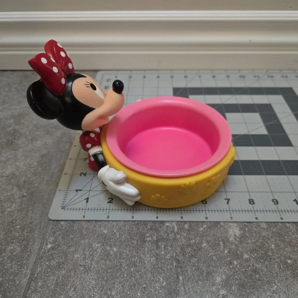 Vintage Applause Disney Minnie Mouse Cat/Dog Water Or Food Bowl & Bowl Holder